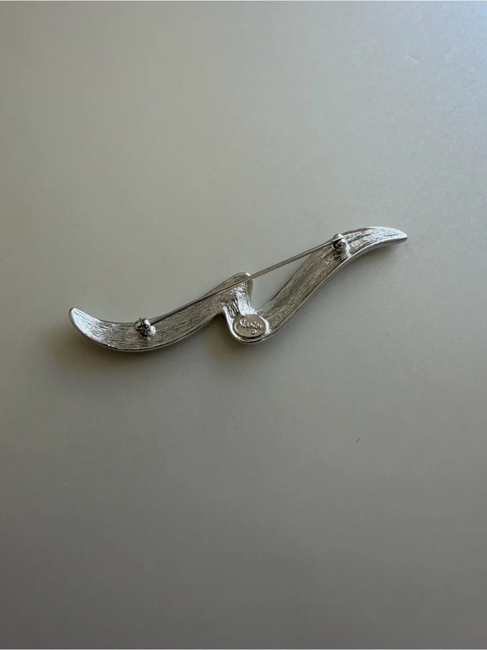 Vintage Signed Napier Silver Tone Swirl 3”Brooch Elegant